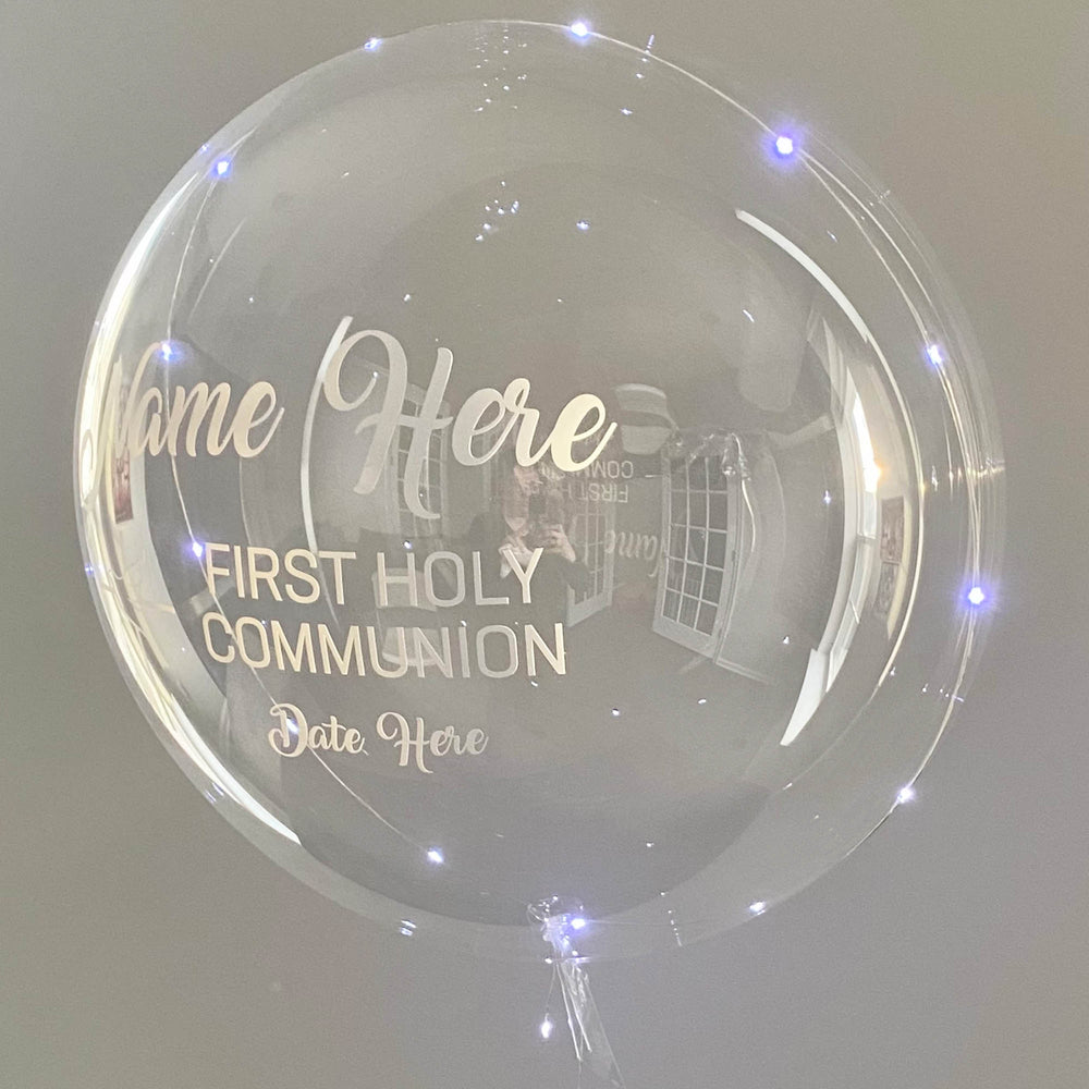 "First Holy Communion" LED Balloon - Custom LED Communion Balloon - Balloominators