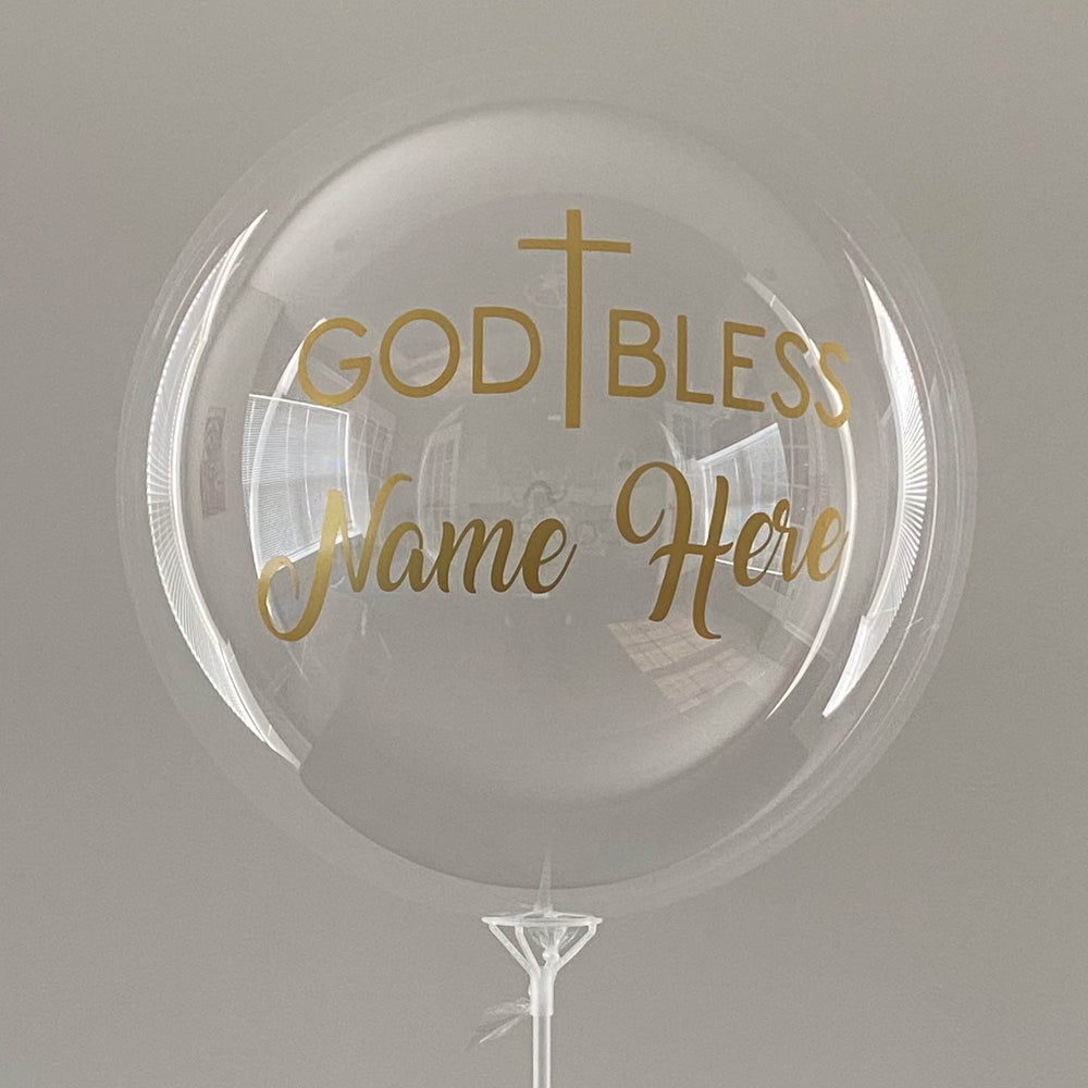 "GOD BLESS" Balloon - Custom God Bless Balloon With Stand - Balloominators