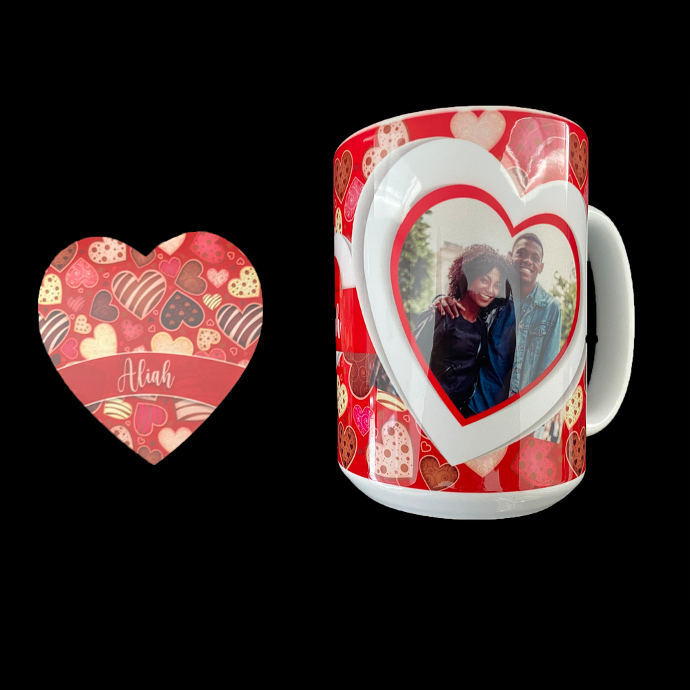 Hot Cocoa Bomb Valentine's Day Gift Set - Custom 1 Mug And 1 Coaster - Balloominators