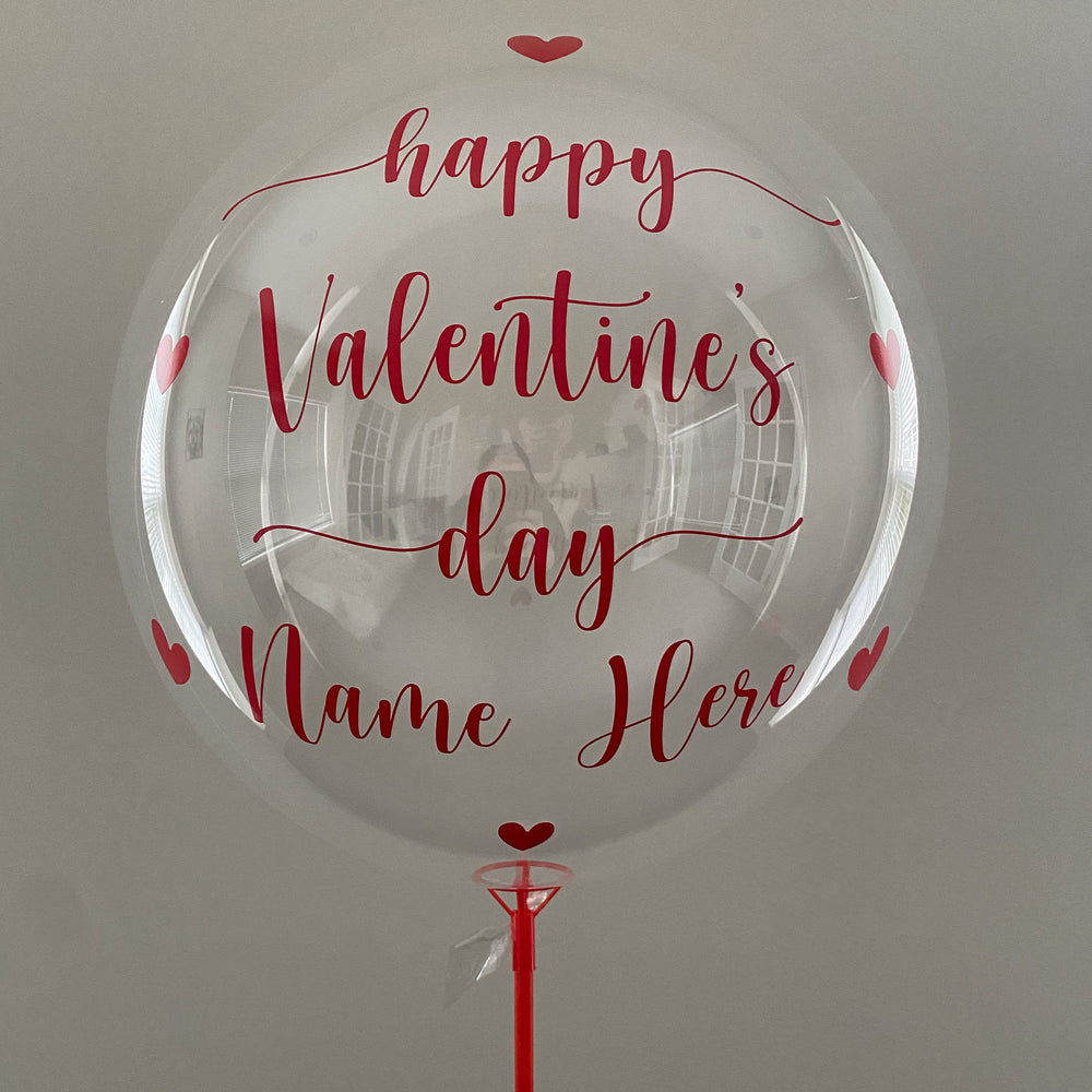 "happy Valentine's day" Balloon And Bear - Valentine's Day Balloon With Stand And Teddy Bear - Balloominators